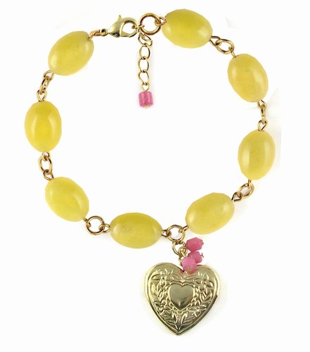 Jade Heart Locket  Bracelet