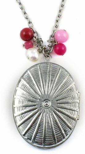 Small Oval Locket Gold Necklace With Pink Jade