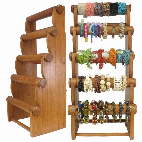 Wood 5 Tier Bracelet Rack Brown