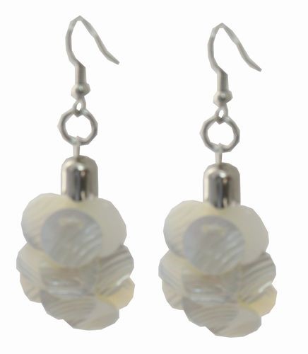 Mother of Pearl Overlay Earrings, White