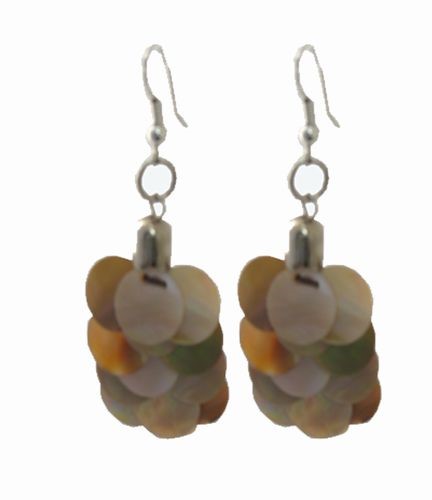 Mother of Pearl Overlay Earrings, Natural