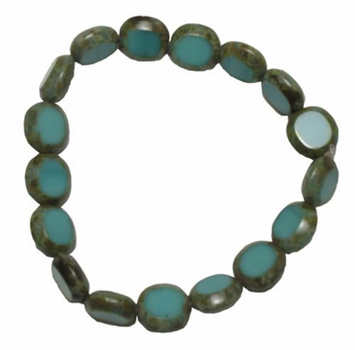 Turquoise Czech Glass Stretchy Bracelet