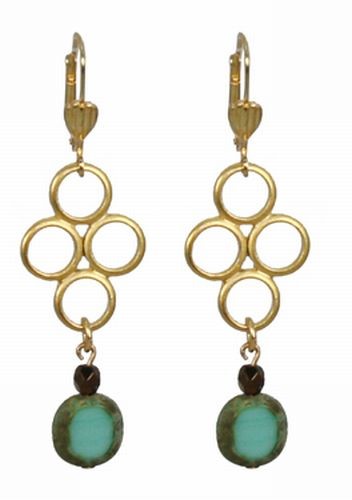 Czech Glass Four Circle Earrings