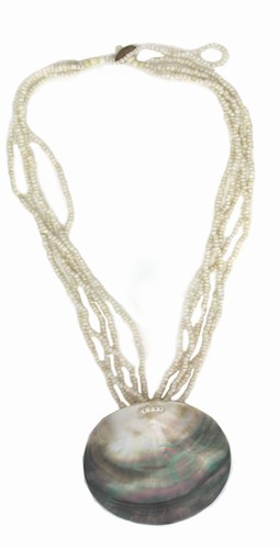 Seed Bead Necklace With Shell Pendant