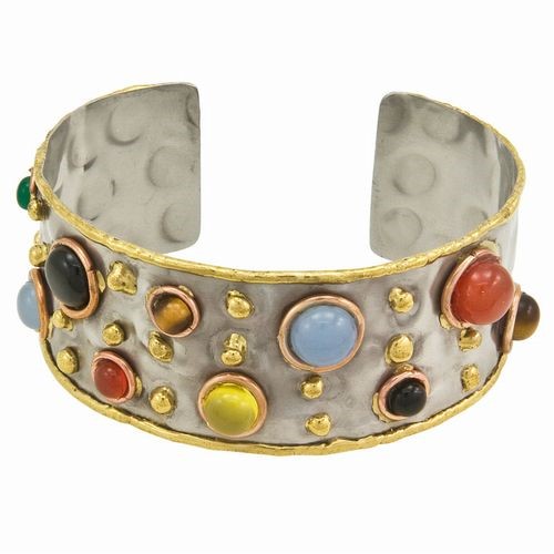 Semi-Precious, Multi Stone Cuff Bracelet