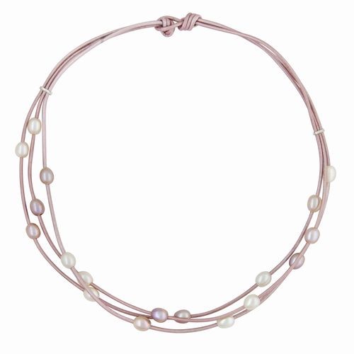 White Pearls on Pink Necklace