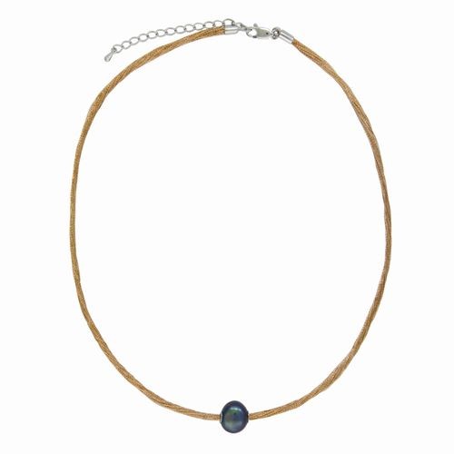 Grey Pearl on Copper Necklace