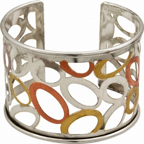 Laser Cut Cuff, 3 Tone Silver
