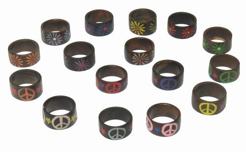 Tribal, Handpainted Wood Rings Display Refill