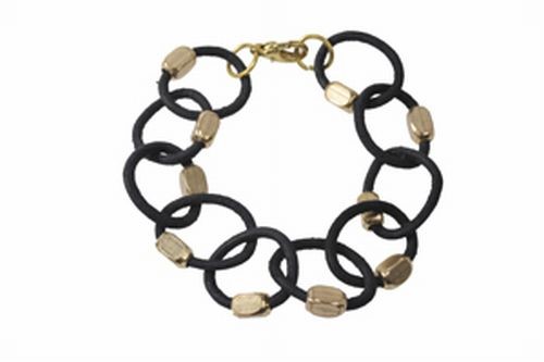 Leather Link, Black Bracelet