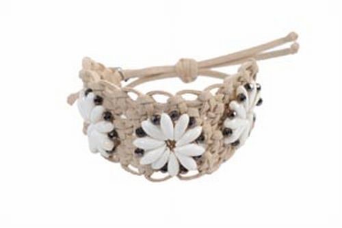 Macrame, Shell & Crystal Bracelet, Natural