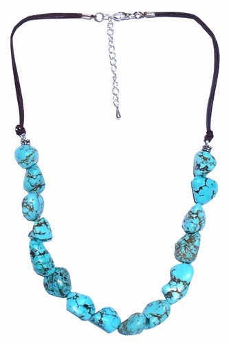 Turquoise and Leather Necklace