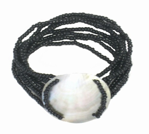 Shell Seed Bead Bracelet Black