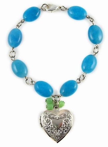 Jade Heart Locket  Bracelet