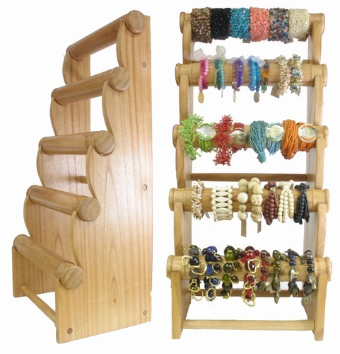 Wood 5 Tier Bracelet Rack Natural