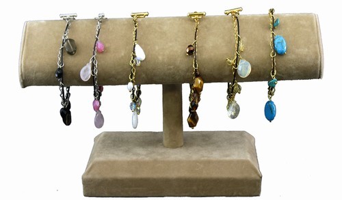 Beige Oval Bracelet T-Bar