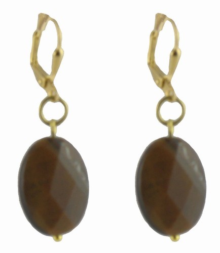 Tiger Quartz Gold Latchback Earrings