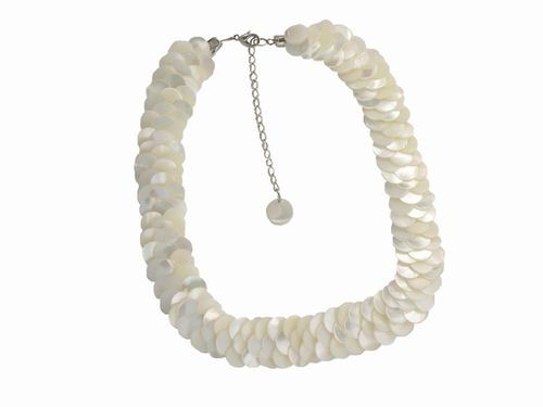Mother of Pearl Overlay Necklace, White