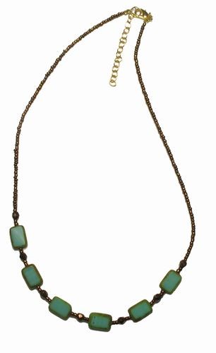 Turquoise Czech Glass & Jasper Beads Necklace