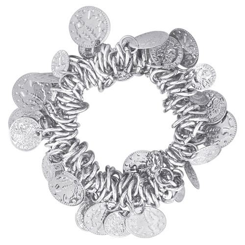 Silver Coin Stretchy Bracelet