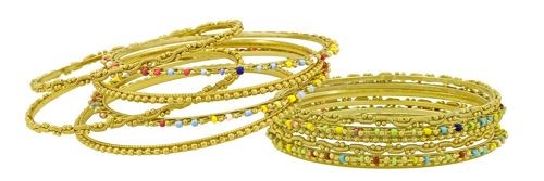Bracelet, 6 Piece Bangle Set, Gold