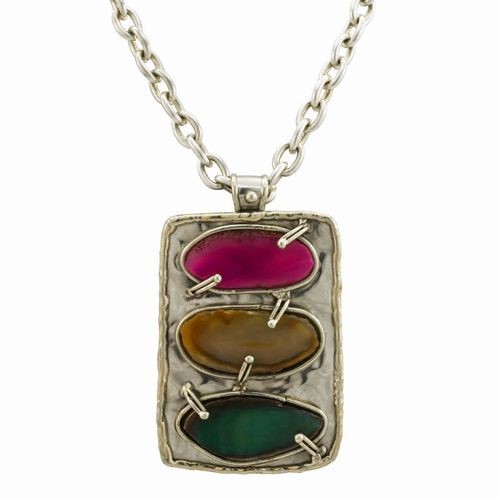 Semi-Precious, Tri-Stone Necklace