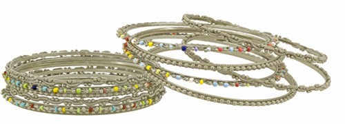 Bracelet, 6 Piece Bangle Set, Silver