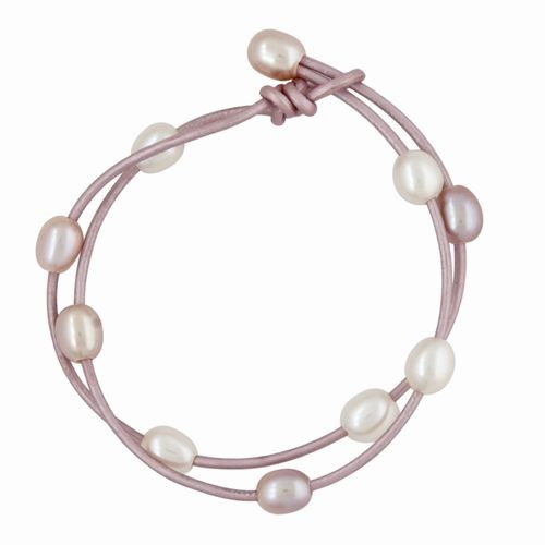White Pearls on Pink Bracelet