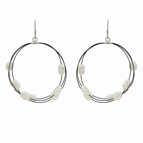 White Pearl Wire Earrings