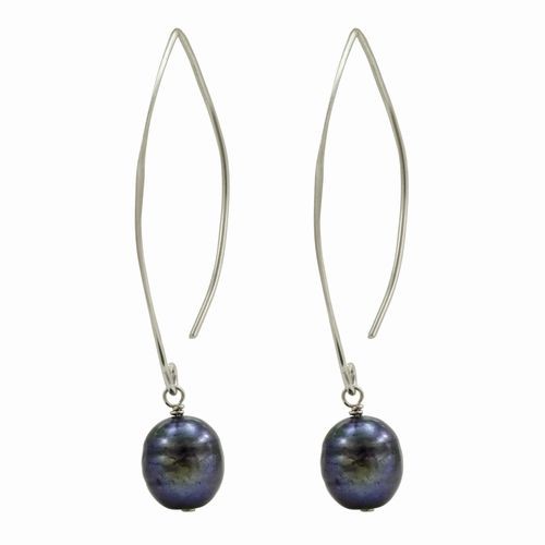 Grey Pearl on Wire Earrings