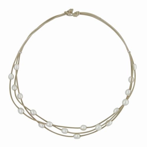 White Pearls on Natural Necklace