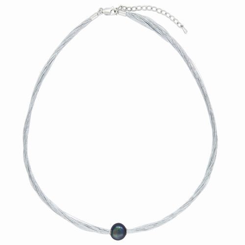 Grey Pearl on Silver Necklace
