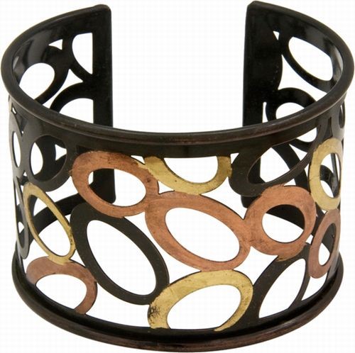 Laser Cut Cuff, 3 Tone Black