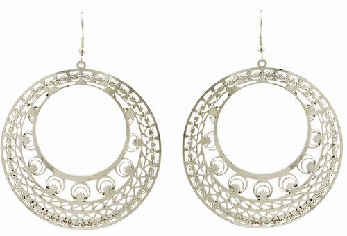 Laser Cut Earrings, Silver Hoops