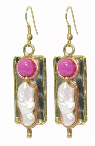 Pink Stone/Pearl Earrings