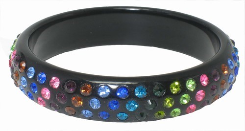Wide Acrylic Bangle Bracelet with Crystals