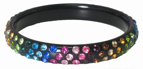 Medium Acrylic Bangle Bracelet with Crystals