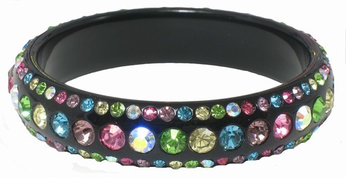 Wide Acrylic Bangle Bracelet with Crystals