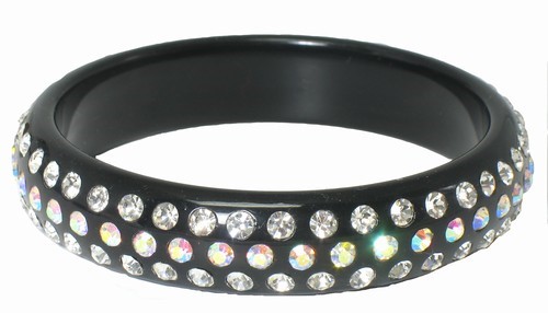 Wide Acrylic Bangle Bracelet with Crystals
