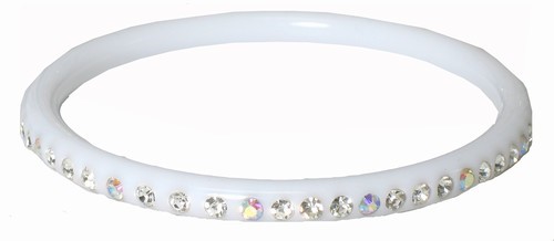 Thin Acrylic Bangle Bracelet with Crystals