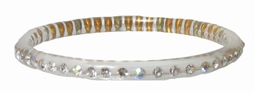 Thin Acrylic Bangle Bracelet with Crystals