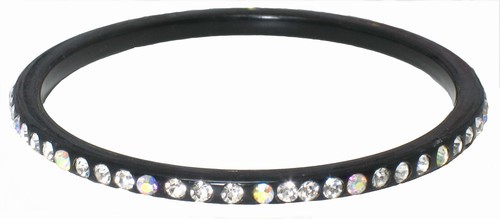 Thin Acrylic Bangle Bracelet with Crystals