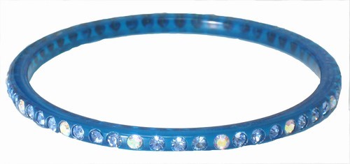 Thin Acrylic Bangle Bracelet with Crystals