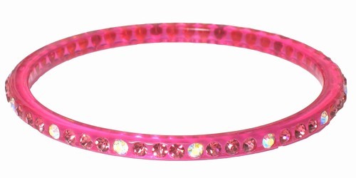 Thin Acrylic Bangle Bracelet with Crystals
