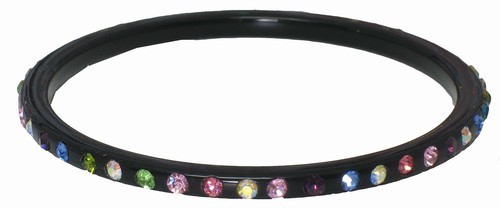 Thin Acrylic Bangle Bracelet with Crystals