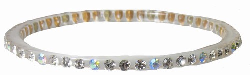 Thin Acrylic Bangle Bracelet with Crystals