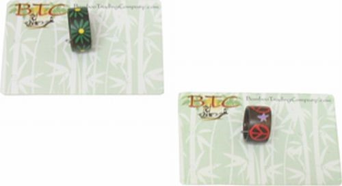 Tribal, Handpainted Wood Rings, Carded