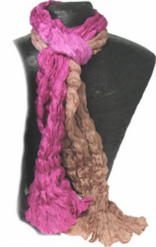 Silk Scarf, Caramel & Fuschia