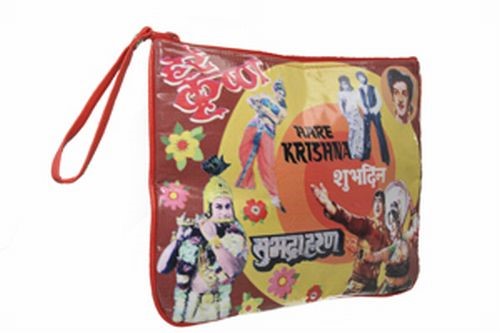 Coated Cotton Red Bolly Large Zip Pouch
