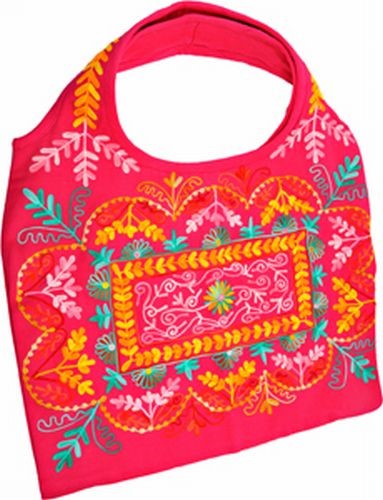Embroidered Shoulder Bag, Pink